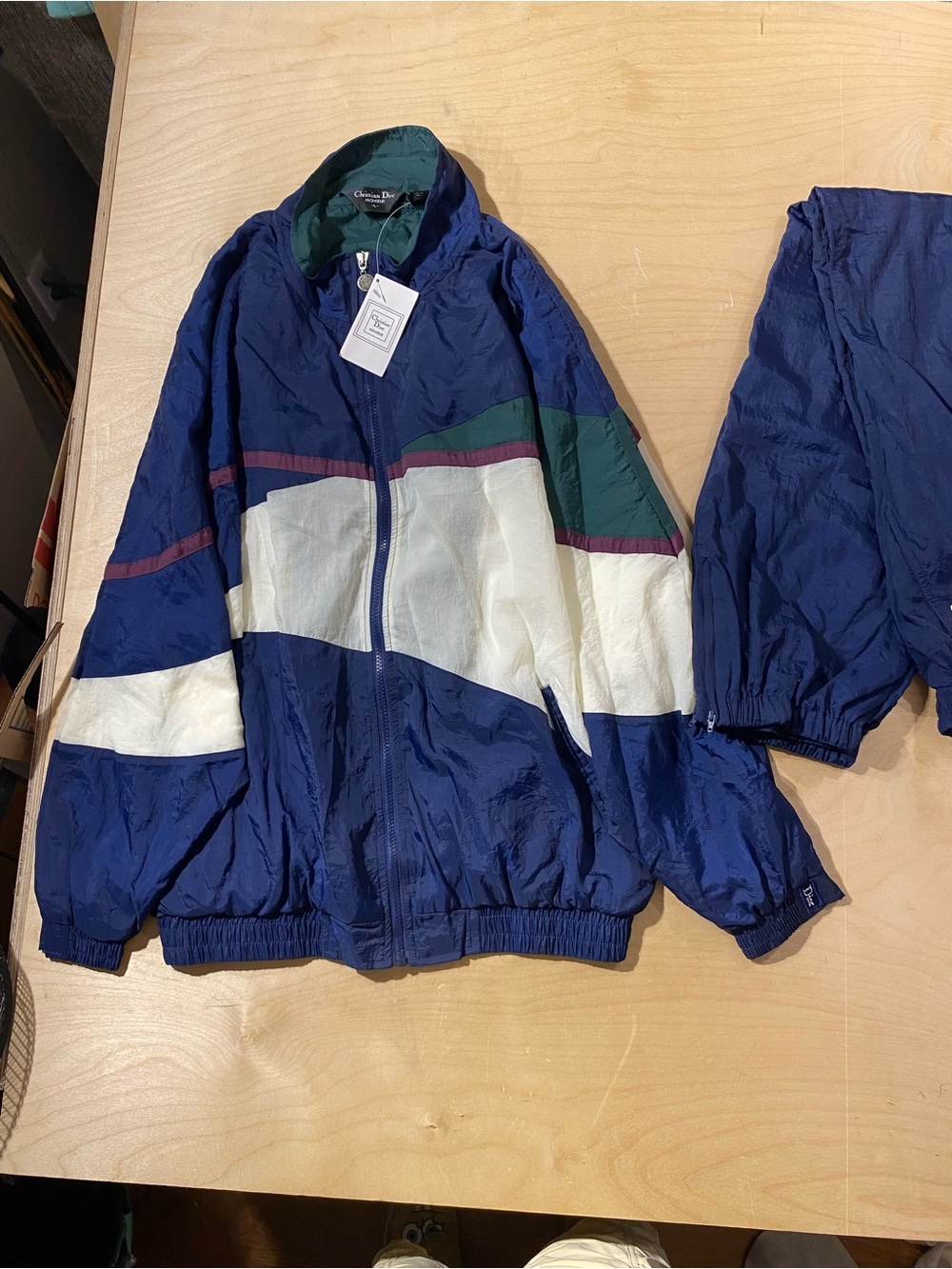 Christian Dior Navy, White & Green Colorblock Track Suit Large (SX) - Picture 6 of 13